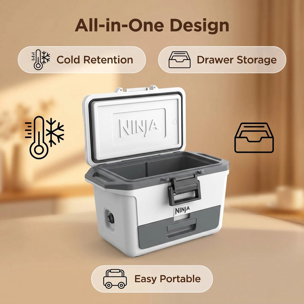 Long-Lasting Chill Cooler with Storage Drawer, Ice Retention Hard Cooler
