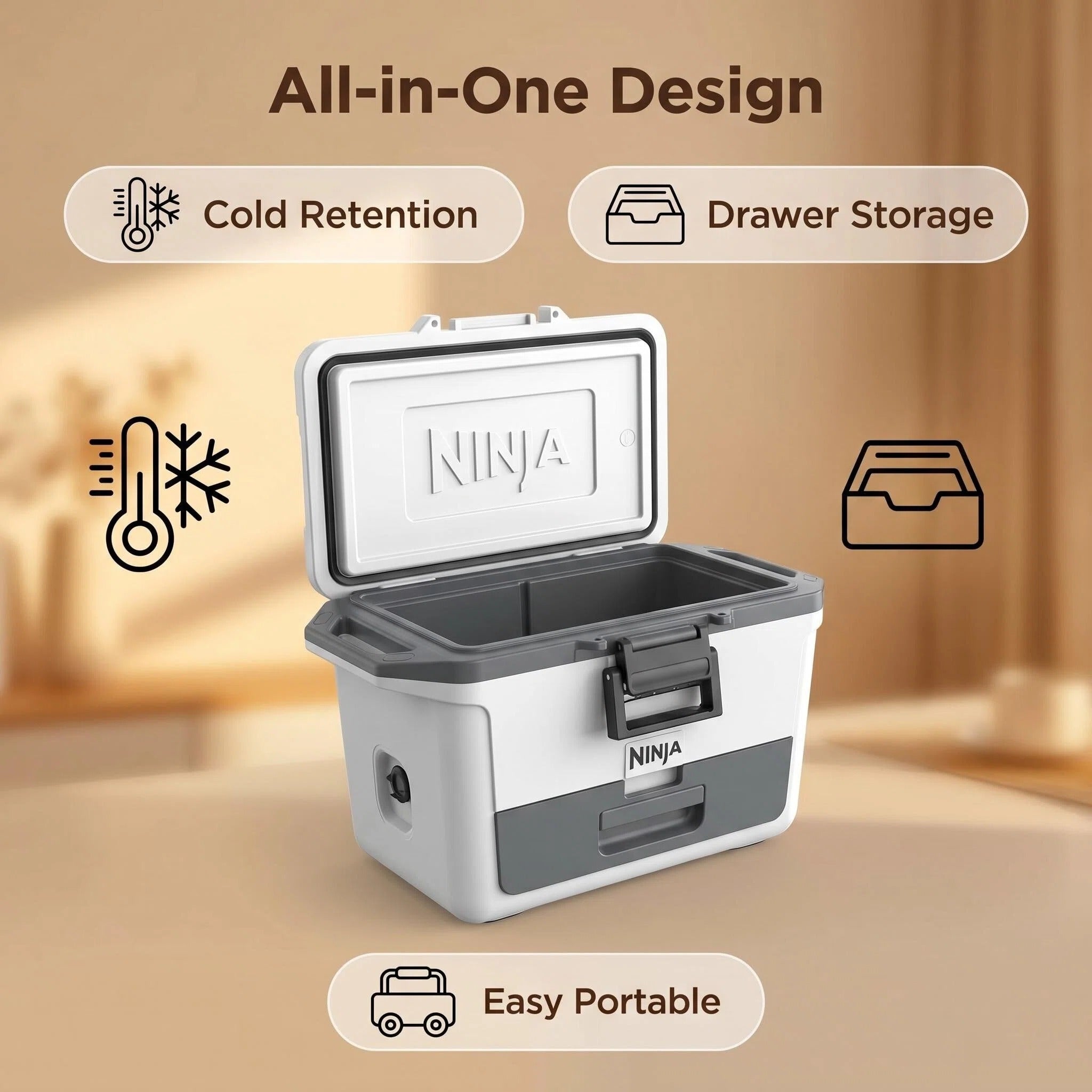 Long-Lasting Chill Cooler with Storage Drawer, Ice Retention Hard Cooler