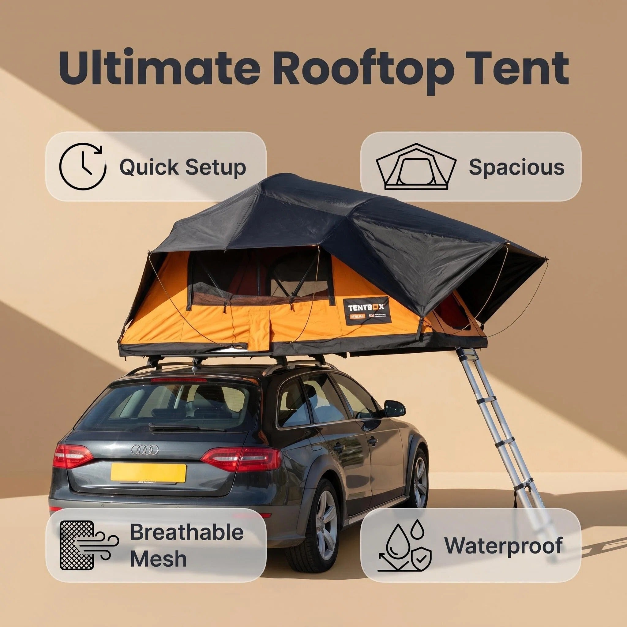 Soft Shell Rooftop Tent, Waterproof Car Roof Tent with Ladder for Camping
