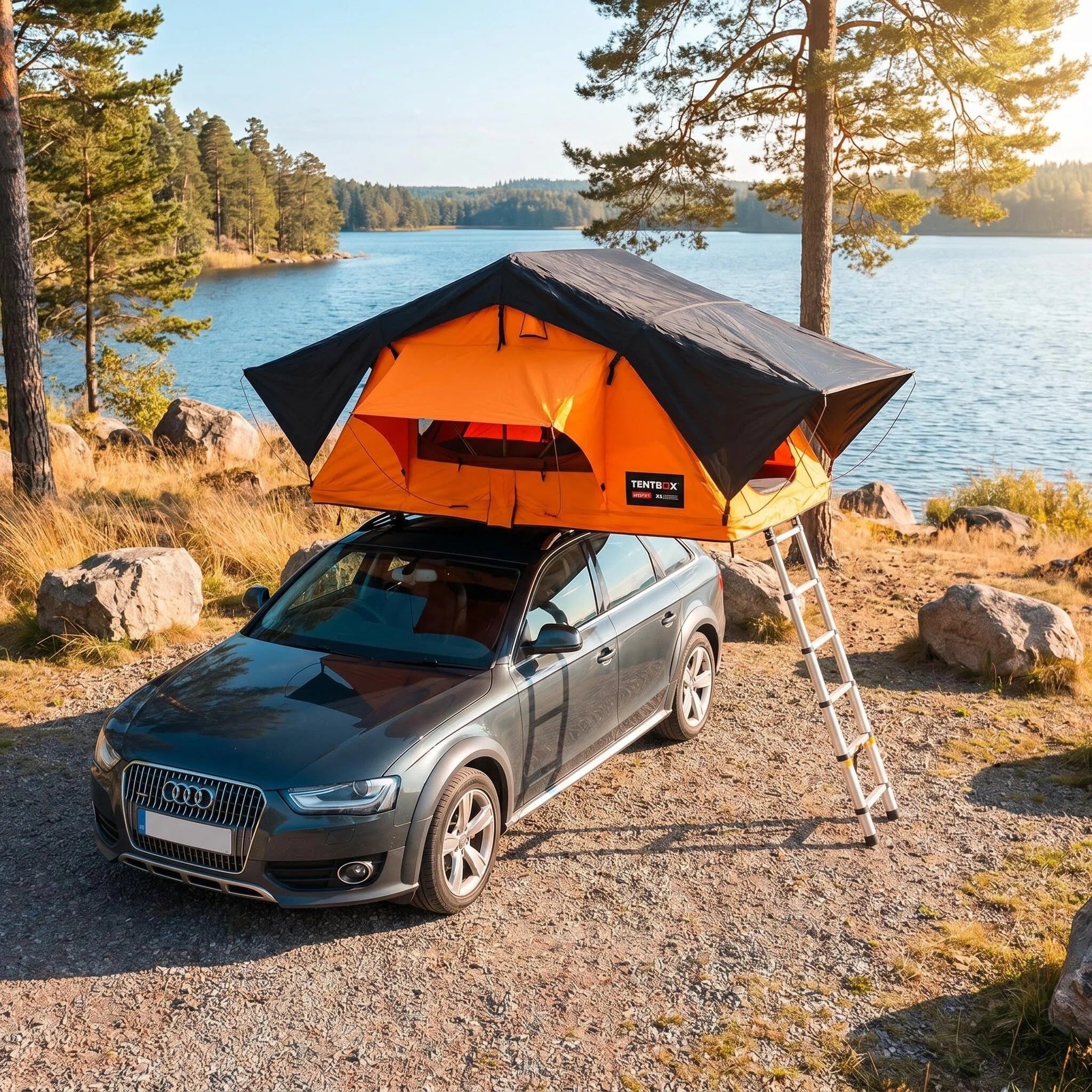 Soft Shell Rooftop Tent, Waterproof Car Roof Tent with Ladder for Camping
