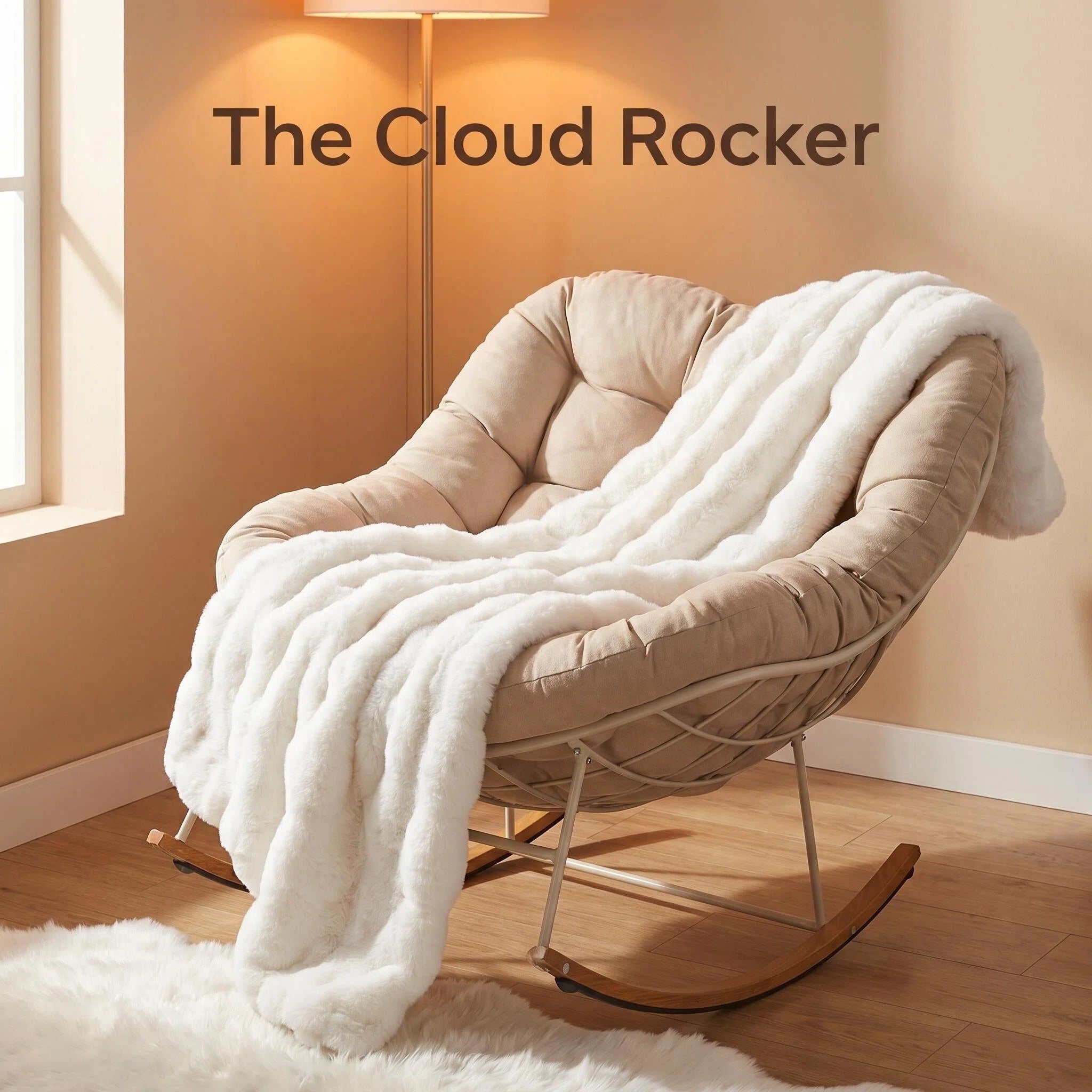 The Cloud Rocker Padded Rocking Chair, Comfy Oversized Upholstered Rocker for Living Room