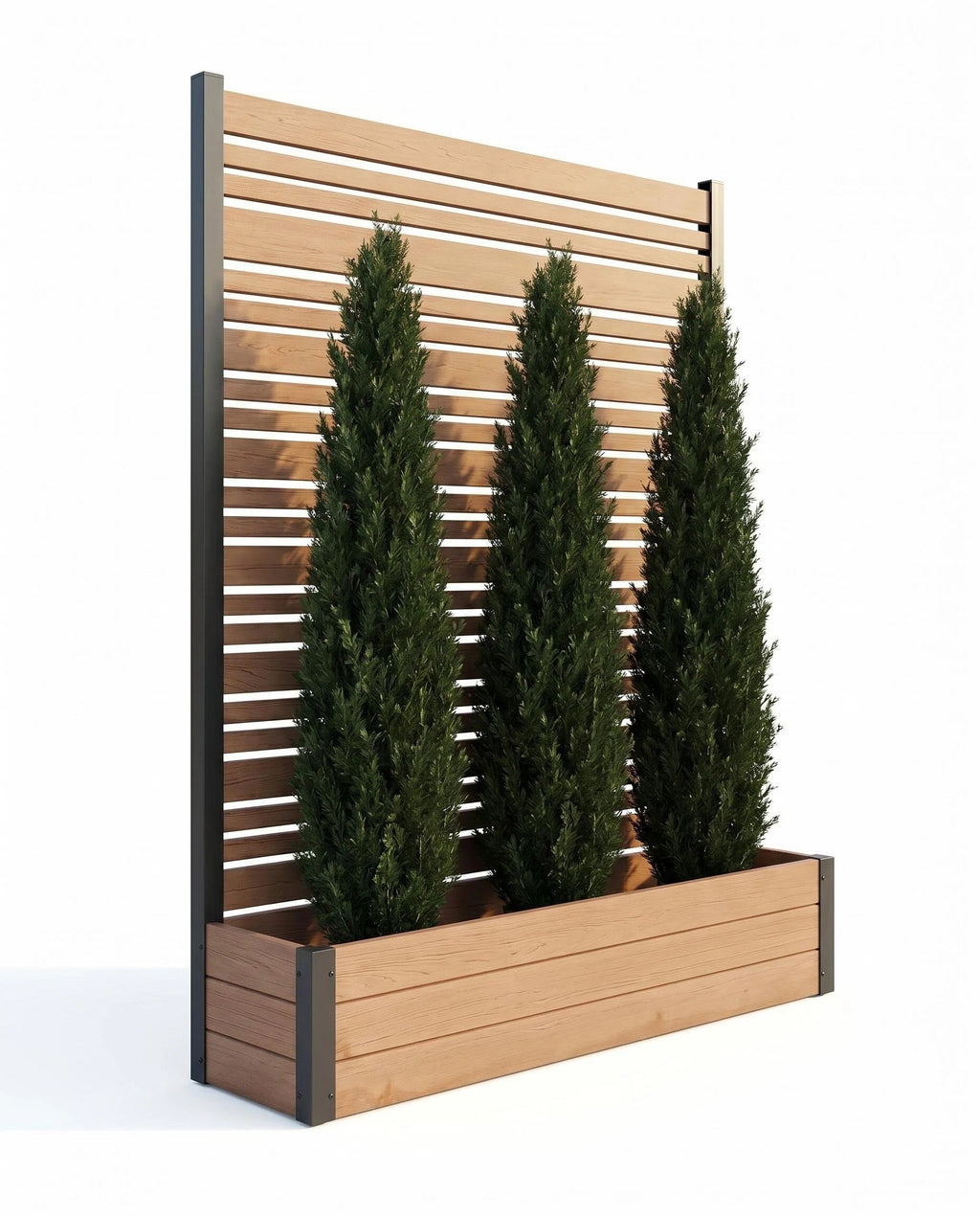 Large Rectangular Composite Planter Box, Weather-Resistant Outdoor Wood-Look Garden Bed