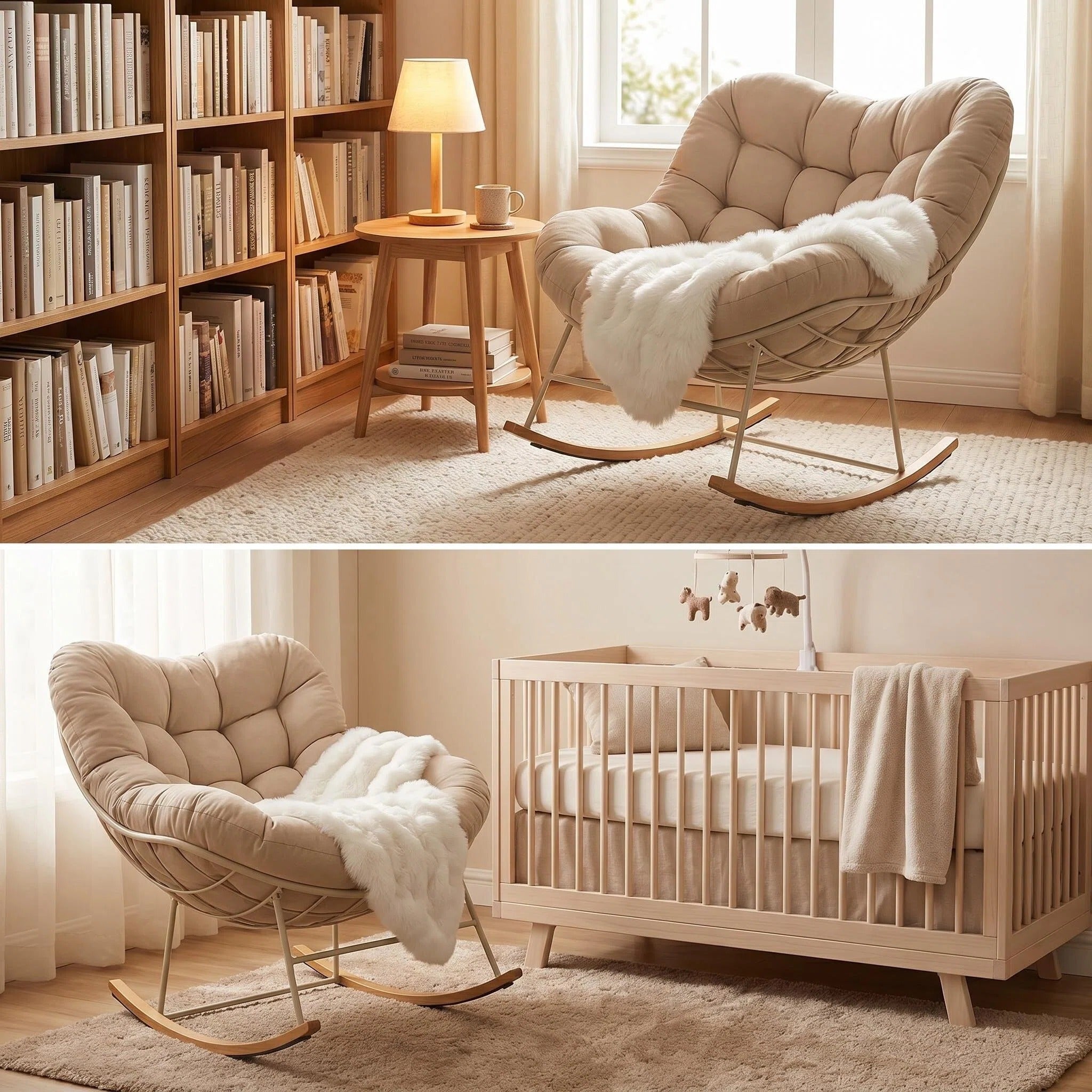 The Cloud Rocker Padded Rocking Chair, Comfy Oversized Upholstered Rocker for Living Room