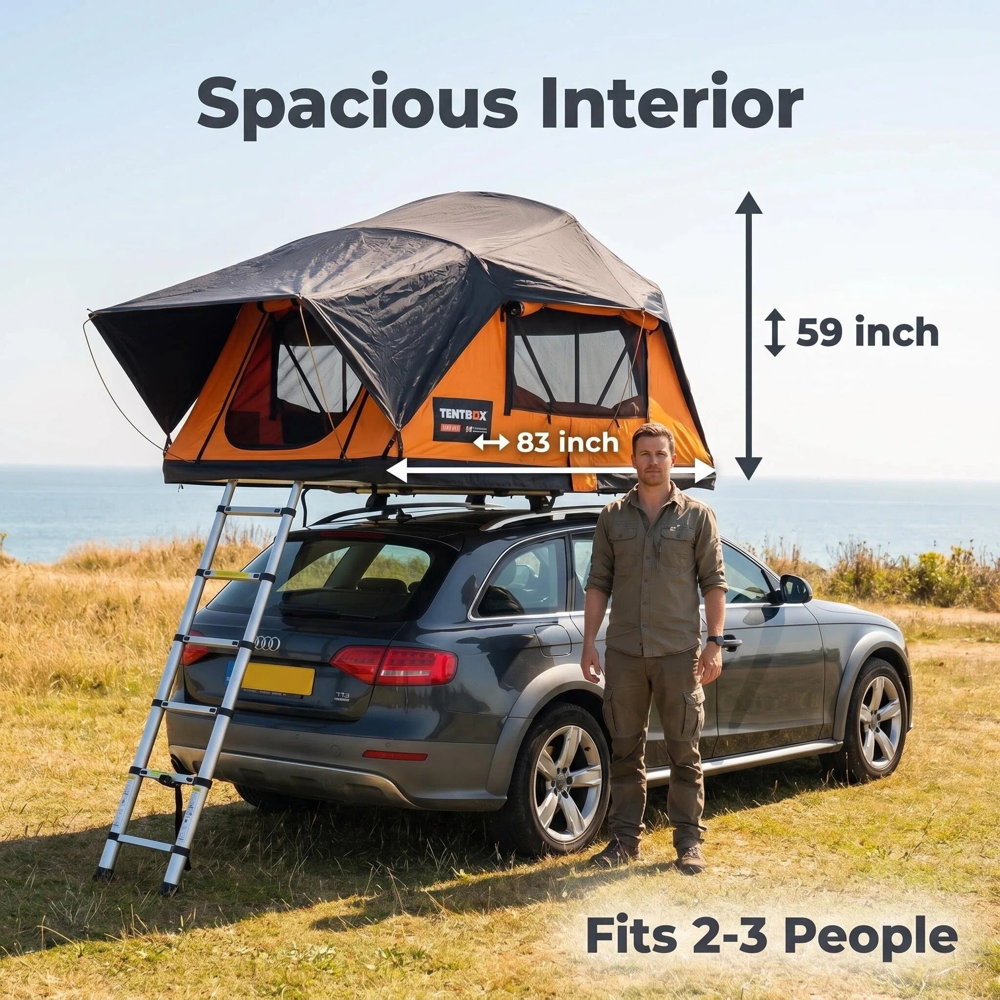 Soft Shell Rooftop Tent, Waterproof Car Roof Tent with Ladder for Camping