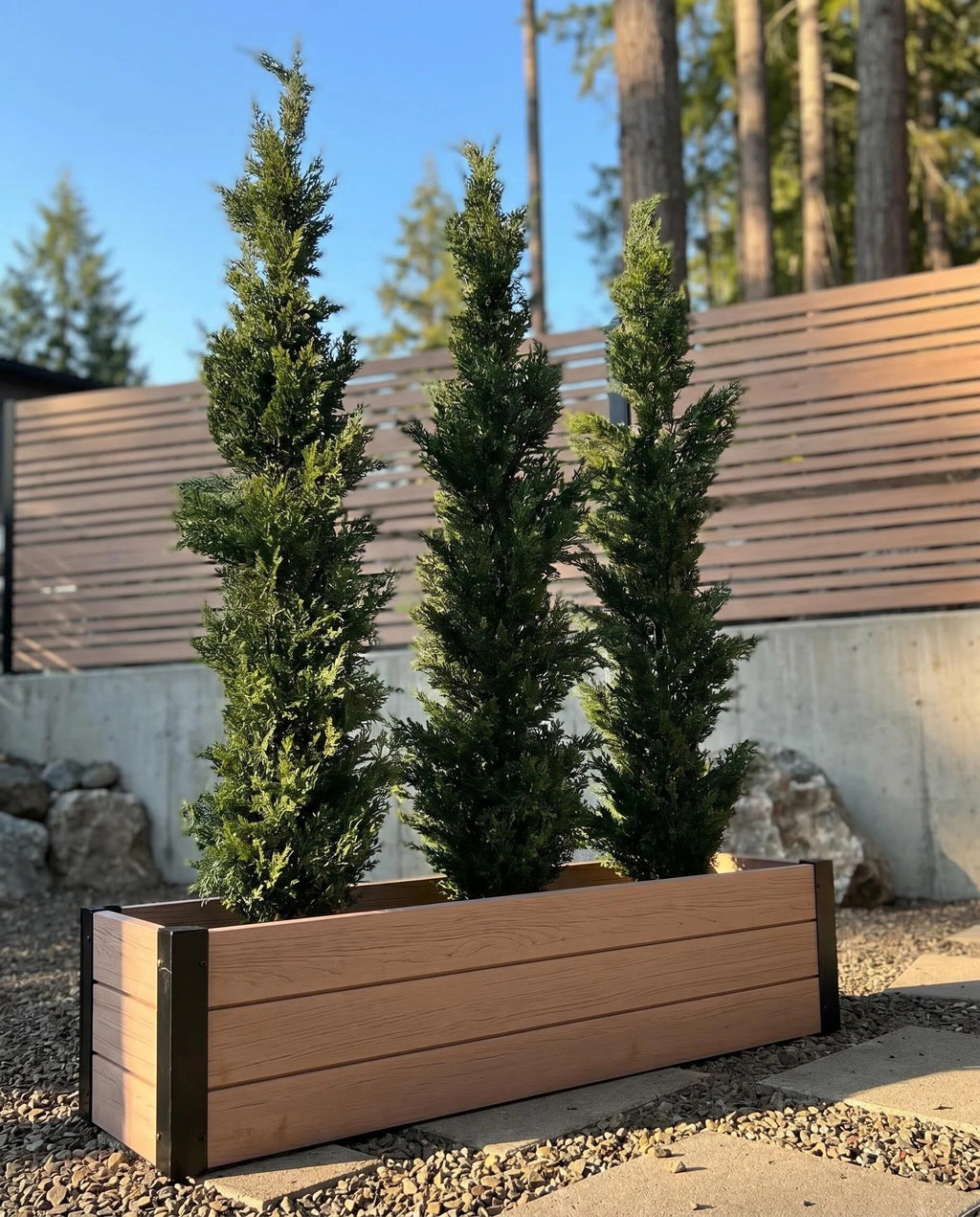 Large Rectangular Composite Planter Box, Weather-Resistant Outdoor Wood-Look Garden Bed