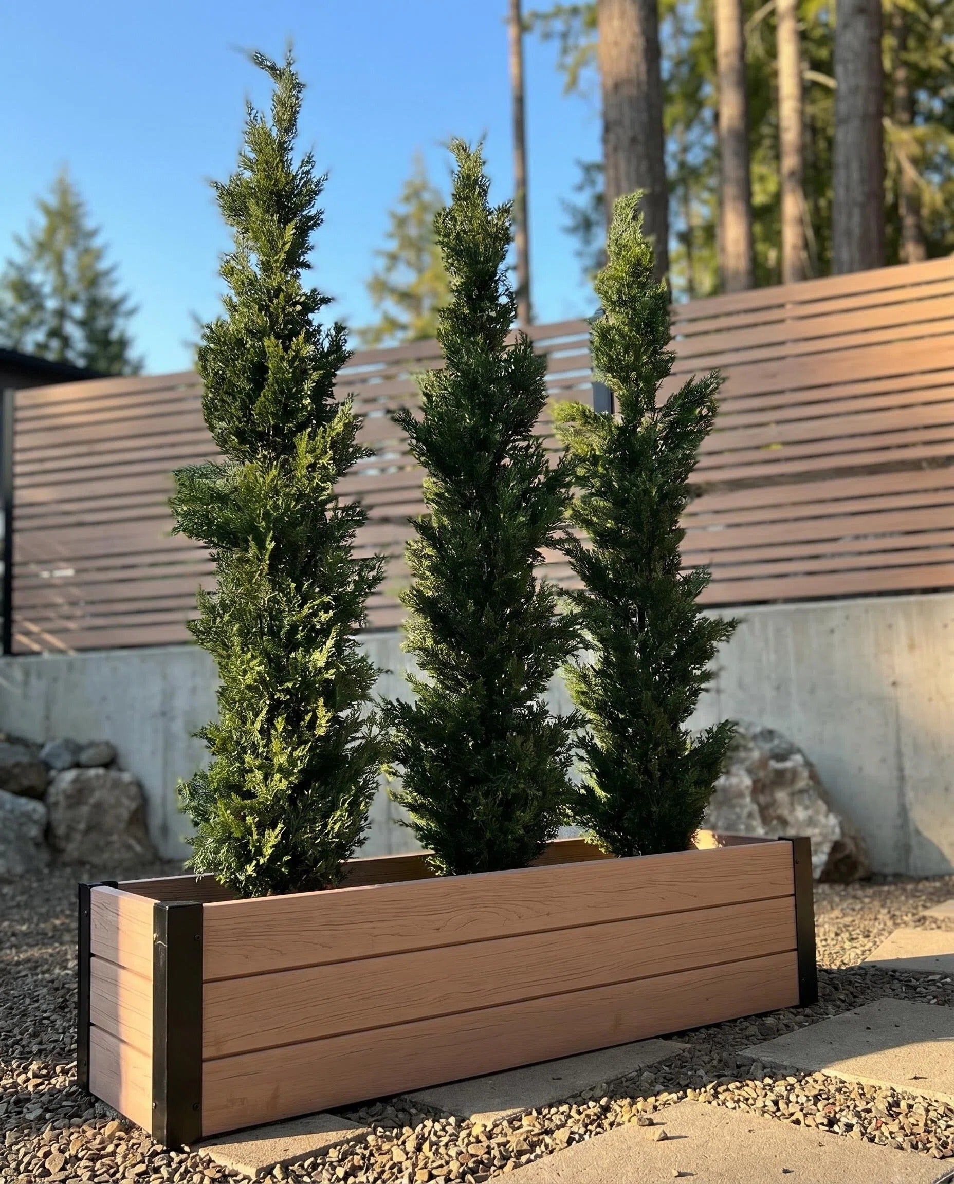 Large Rectangular Composite Planter Box, Weather-Resistant Outdoor Wood-Look Garden Bed