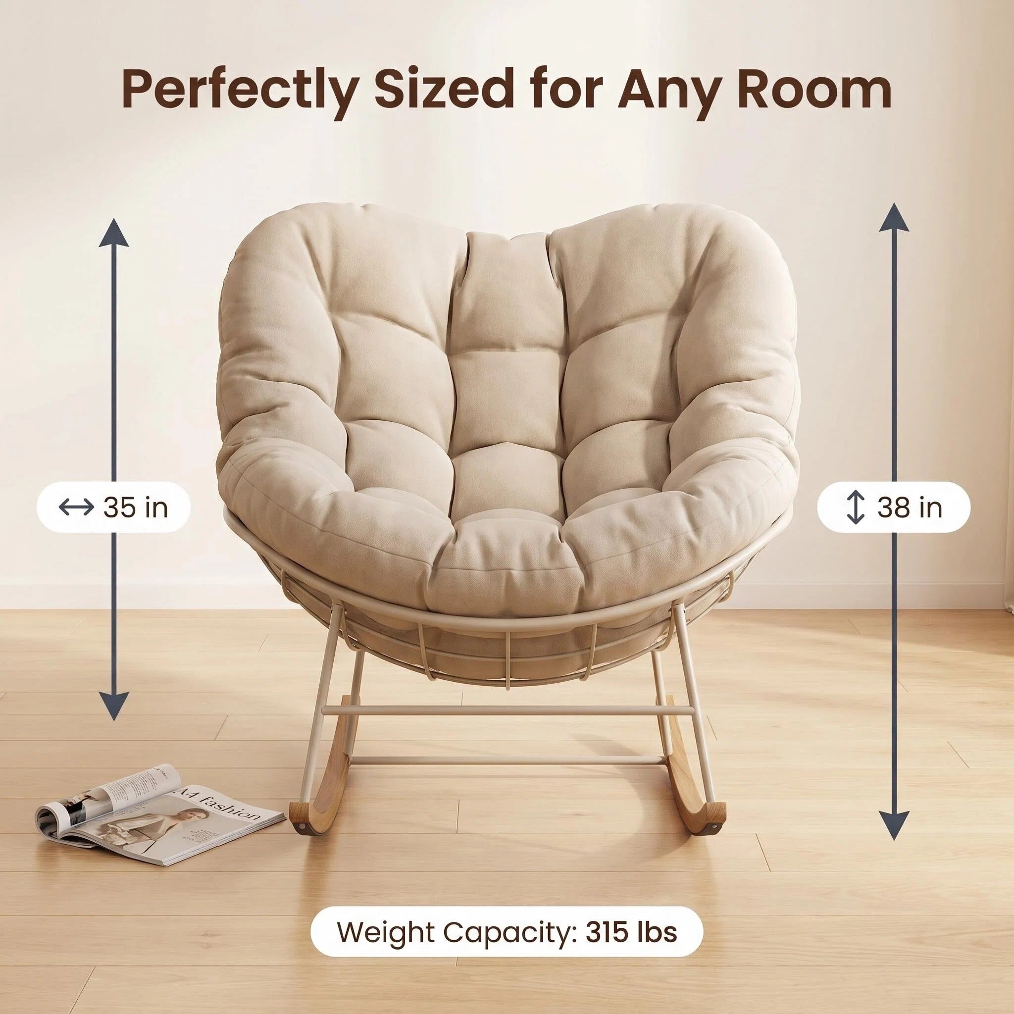 The Cloud Rocker Padded Rocking Chair, Comfy Oversized Upholstered Rocker for Living Room