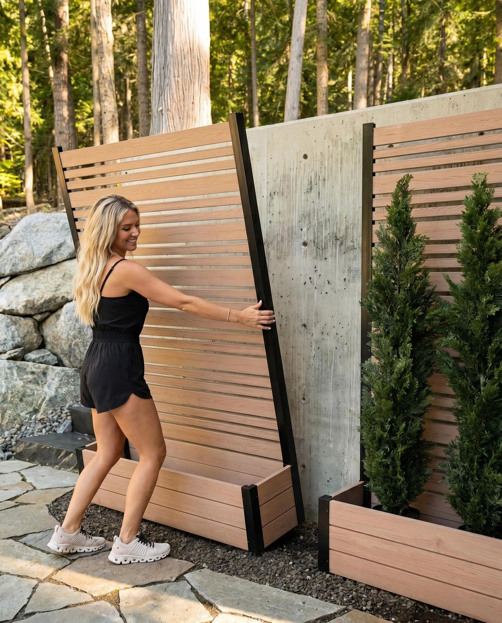Large Rectangular Composite Planter Box, Weather-Resistant Outdoor Wood-Look Garden Bed
