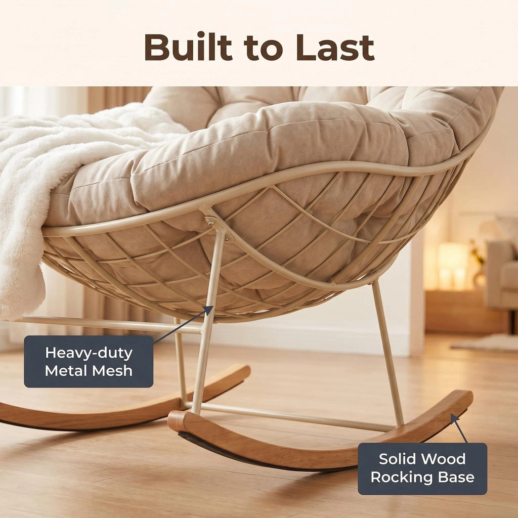 The Cloud Rocker Padded Rocking Chair, Comfy Oversized Upholstered Rocker for Living Room