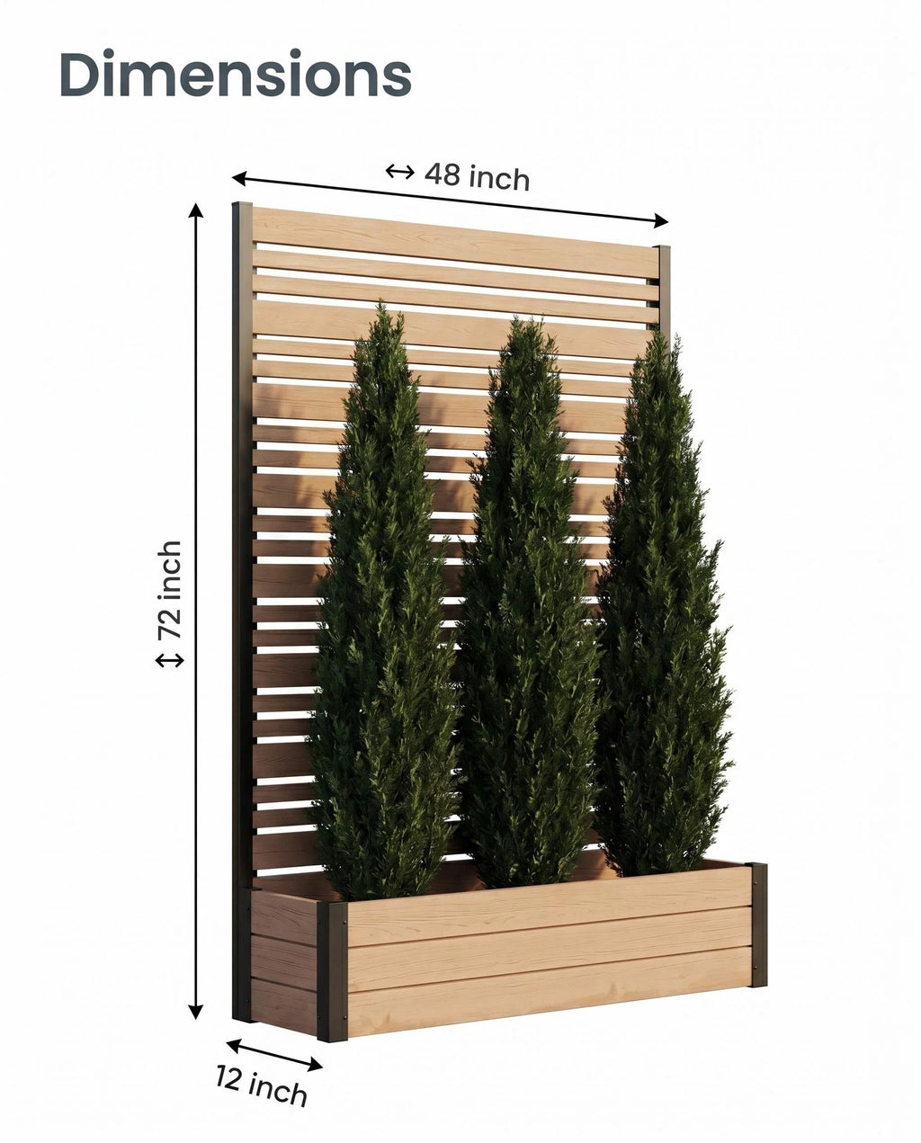 Large Rectangular Composite Planter Box, Weather-Resistant Outdoor Wood-Look Garden Bed
