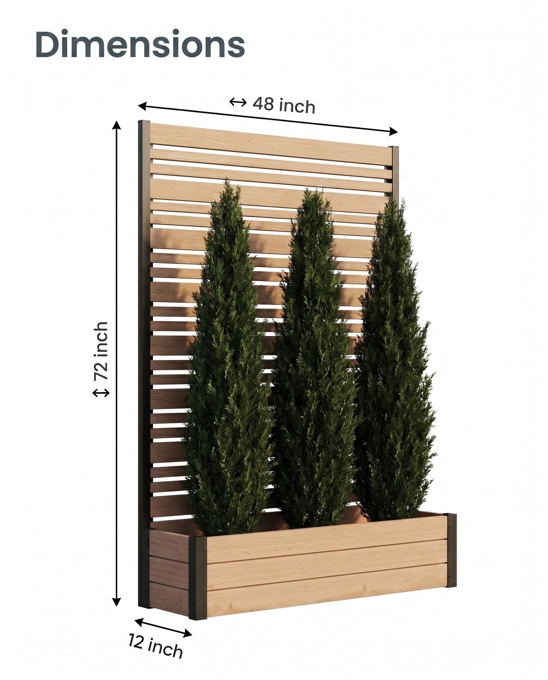 Large Rectangular Composite Planter Box, Weather-Resistant Outdoor Wood-Look Garden Bed