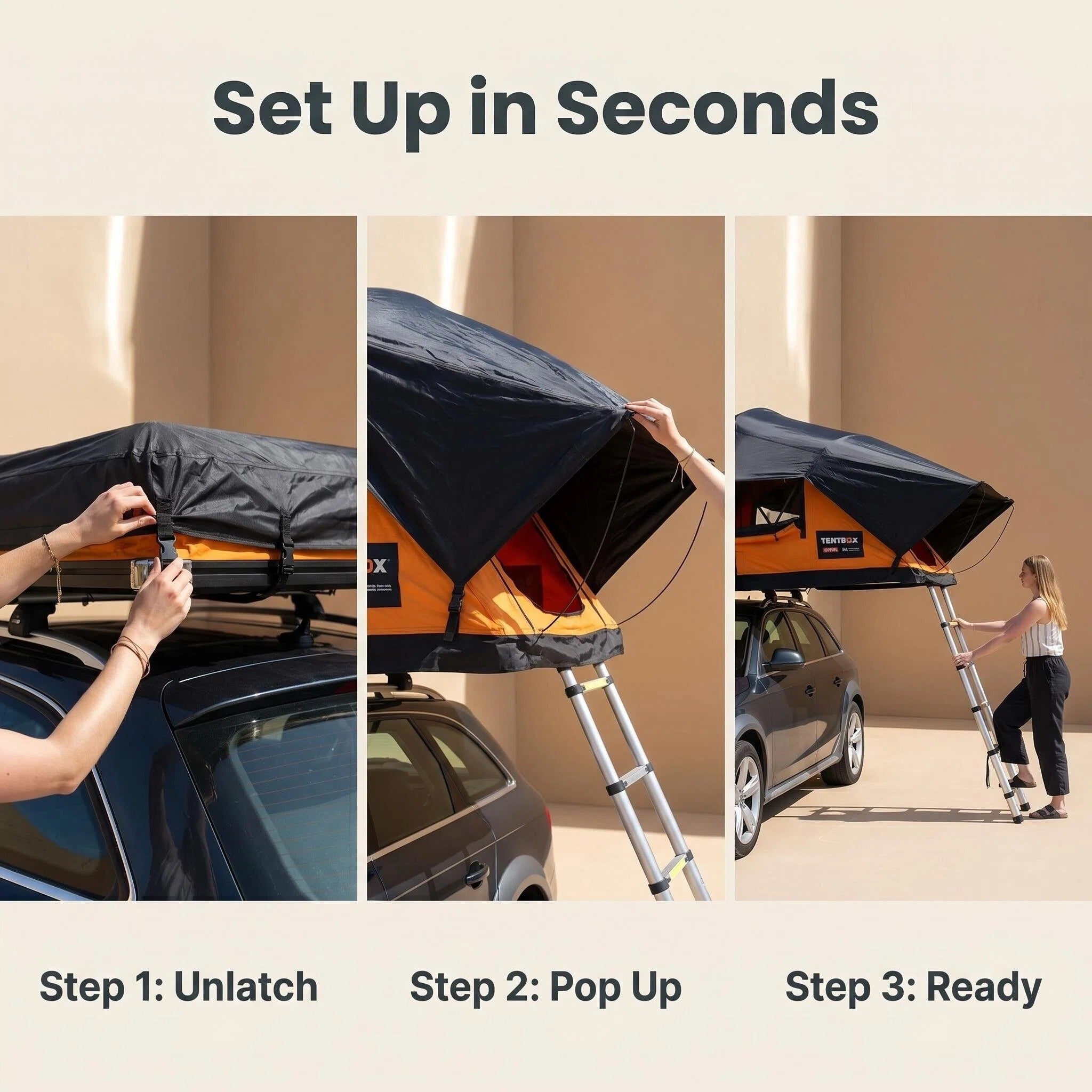 Soft Shell Rooftop Tent, Waterproof Car Roof Tent with Ladder for Camping